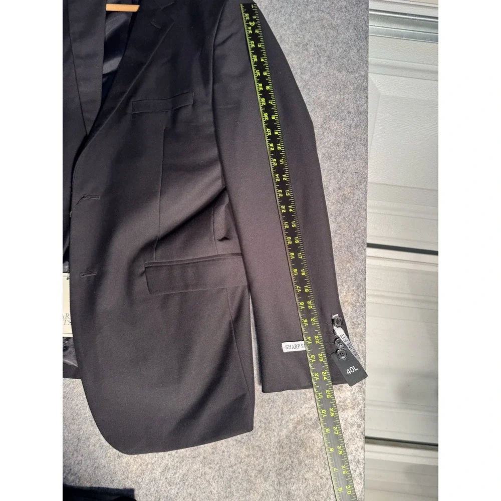 Mens (Sharp Suit) Jacket 40L Black Slim‎ Fit Active Stretch Wool US: 32X26